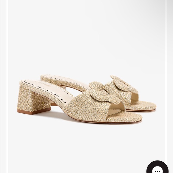 Larroude Flora Mule In Gold Metallic Raffia - Picture 2 of 5